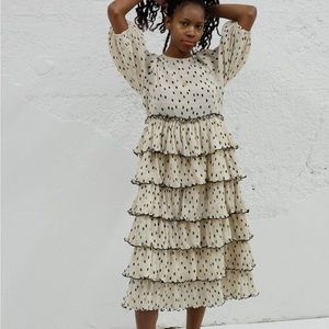 GANNI Lowell Polka Dot Tiered Dress